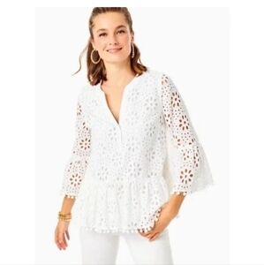 NWT Lilly Pulitzer eyelet top with pom detail
